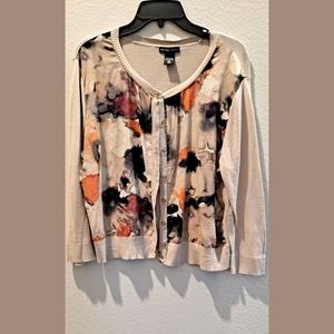 New York & Company Watercolor Print Cardigan